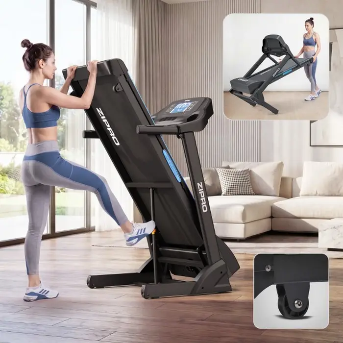 Zipro Notus Treadmill, 2.5 HP Motor, 18 km/h Max Speed, 0-15 Level Inclination, Air Cushion Pro, Foldable, Max User Weight 150 kg, 135 x 47 cm Belt