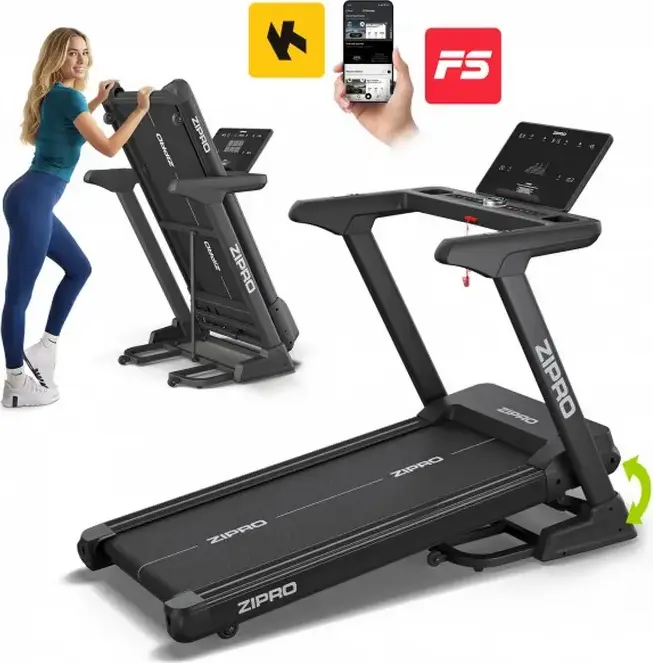 banda de alergat pliabila Zipro Sigma, Viteza 1-20 km/h, Inclinatie 0-20 nivele, Banda de alergare 130x50 cm, Greutate Maxima 140 kg, Compatibila Kinomap si Zwift