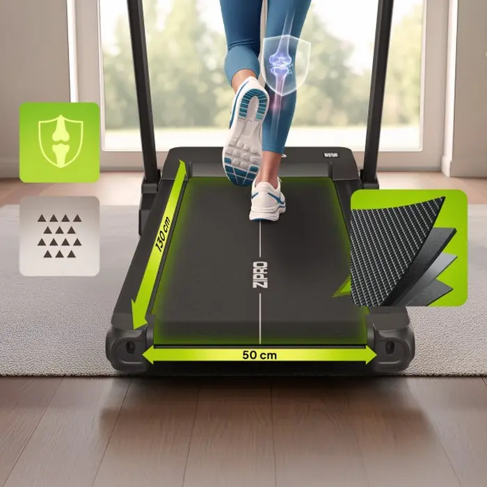 banda de alergat pliabila Zipro Sigma, Viteza 1-20 km/h, Inclinatie 0-20 nivele, Banda de alergare 130x50 cm, Greutate Maxima 140 kg, Compatibila Kinomap si Zwift
