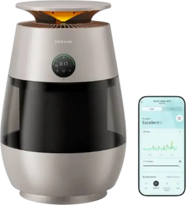 Dreame AP10 Pet Air Purifier, 430 m³/h CADR, 5-Stage Filtration with UVC Light, Negative Ionizer, Cat Perch Cover & Laser, App Control, Champagne Gold