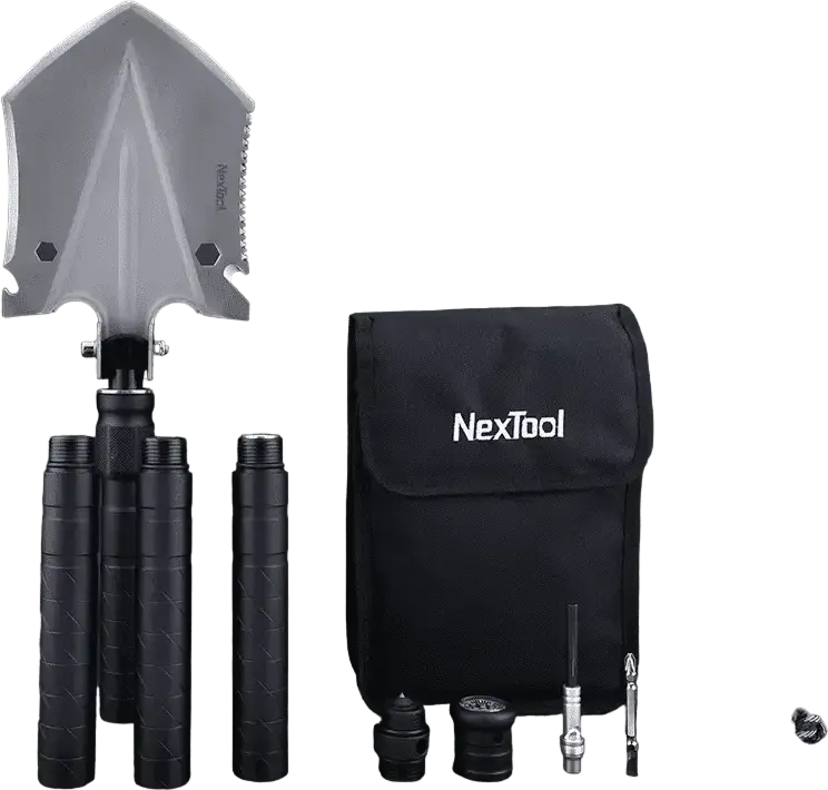 NexTool Multi-Functional Detachable Shovel Large, Aerospace-grade Aluminum Shaft 1m, Shield-style Blade, 1.8t Load Capacity, Integrated Saw and Hoe