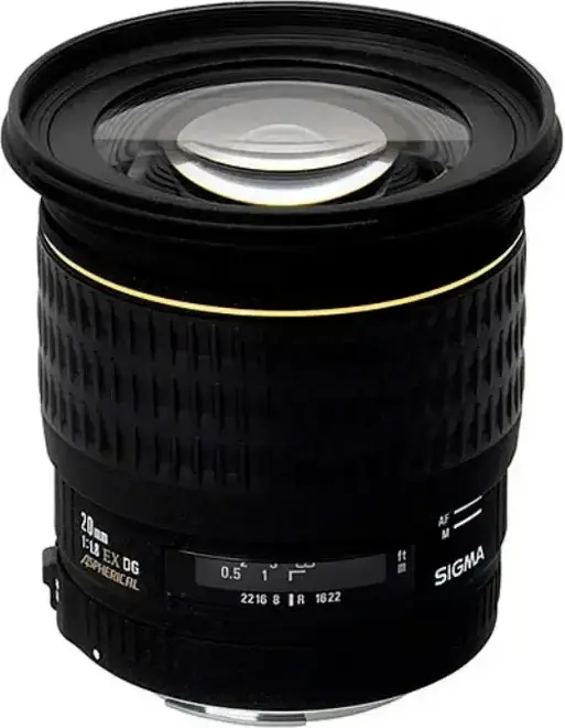 Sigma 20mm f/1.8 EX DG Aspherical Wide Angle Lens for Canon EF, Full Frame & APS-C, 82mm Filter Thread, Black