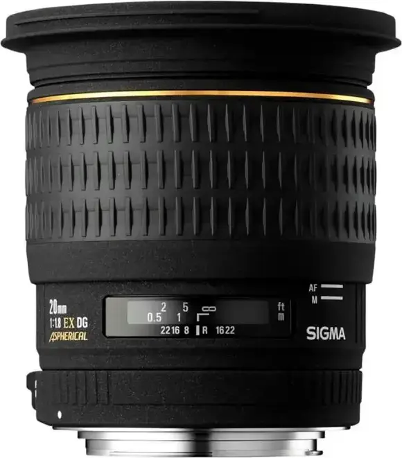 Sigma 20mm f/1.8 EX DG Aspherical Wide Angle Lens for Canon EF, Full Frame & APS-C, 82mm Filter Thread, Black