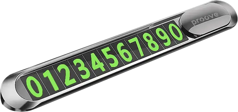 Proove Metal Lock Parking Number Plate with Luminescent Digits and Magnetic Privacy Slider, Metal and Plastic, 8.5 x 17.5 x 126 mm