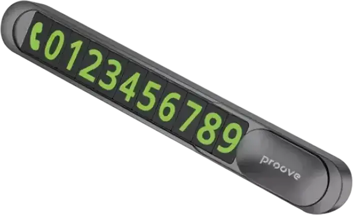 Proove Metal Lock Parking Number Plate with Luminescent Digits and Magnetic Privacy Slider, Metal and Plastic, 8.5 x 17.5 x 126 mm
