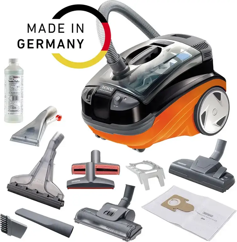 Thomas Aquatic Lynx Wet & Dry Vacuum Cleaner, 1700W, Aquafilter & HEPA, Wet-Jet Technology, 2.4L Dust Container, Telescopic Steel Tube, Black/Orange
