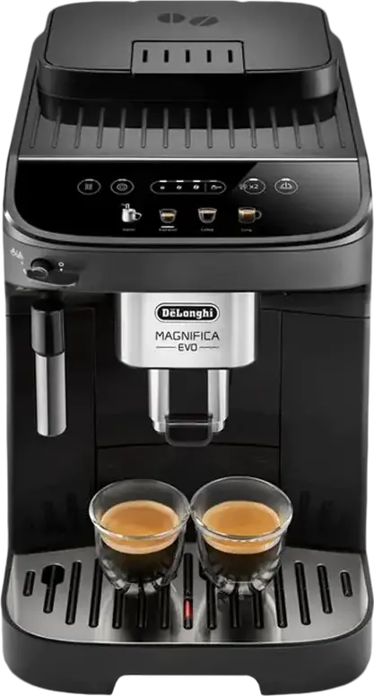 DeLonghi Magnifica Evo ECAM290.21.B Automatic Coffee Machine, 15 Bar, 1.8L Tank, 13-Stage Grinder, Manual Milk Frother, Touchscreen, Black