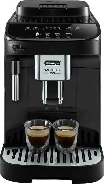 DeLonghi Magnifica Evo ECAM290.21.B Automatic Coffee Machine, 15 Bar, 1.8L Tank, 13-Stage Grinder, Manual Milk Frother, Touchscreen, Black
