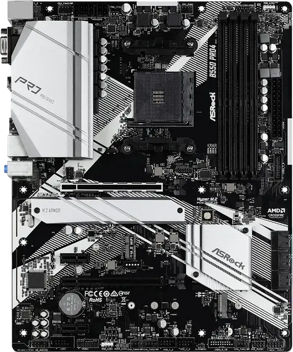 ASRock B550 PRO4 ATX Motherboard for AMD AM4 Socket, Ryzen 3000/4000/5000 Series, DDR4 4733+ OC, PCIe Gen4 x16, Hyper M.2, HDMI 2.1, Gigabit LAN