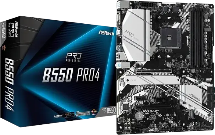 ASRock B550 PRO4 ATX Motherboard for AMD AM4 Socket, Ryzen 3000/4000/5000 Series, DDR4 4733+ OC, PCIe Gen4 x16, Hyper M.2, HDMI 2.1, Gigabit LAN