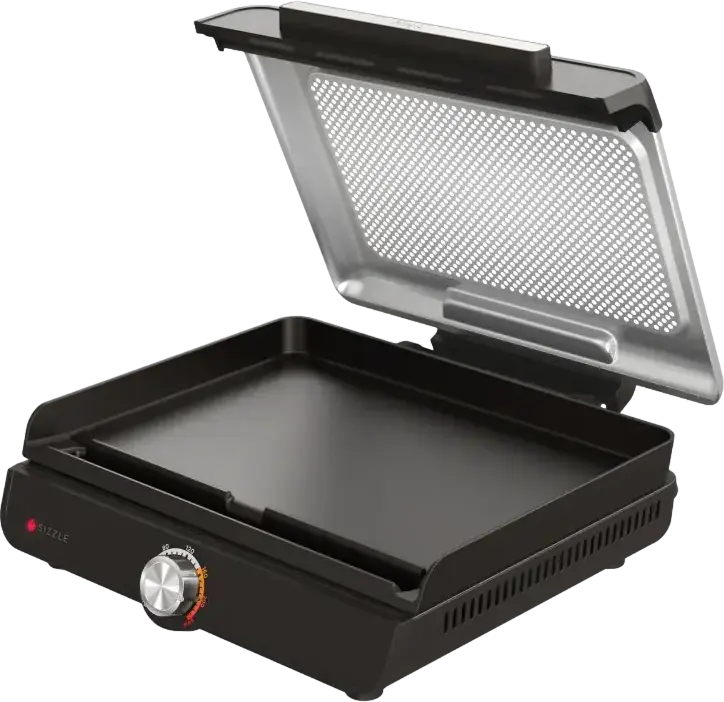 Электрический гриль для помещений Ninja Sizzle GR101EU, 1450 Вт, макс. 260°C, 2 сменные керамические антипригарные панели (гриль и планча), черный