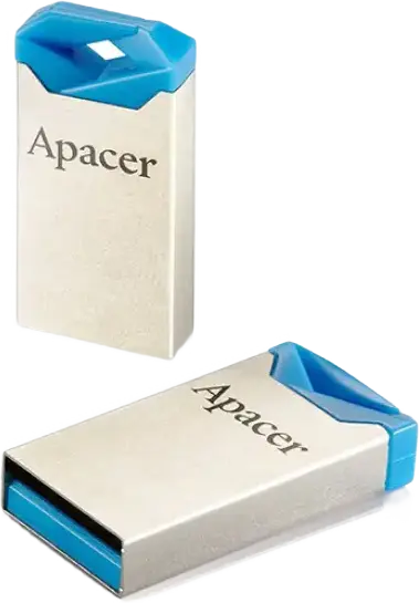 Apacer AH111 USB 2.0 Flash Drive, 32GB Storage, Silver/Blue Metal Body with Plastic Cap, Plug & Play, Compatible with Windows, macOS, Linux