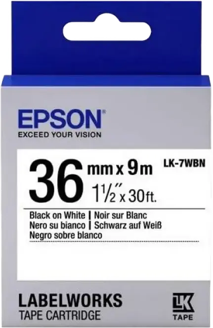 Cartuş de bandă Epson LK-7WBN, 36 mm x 9 m