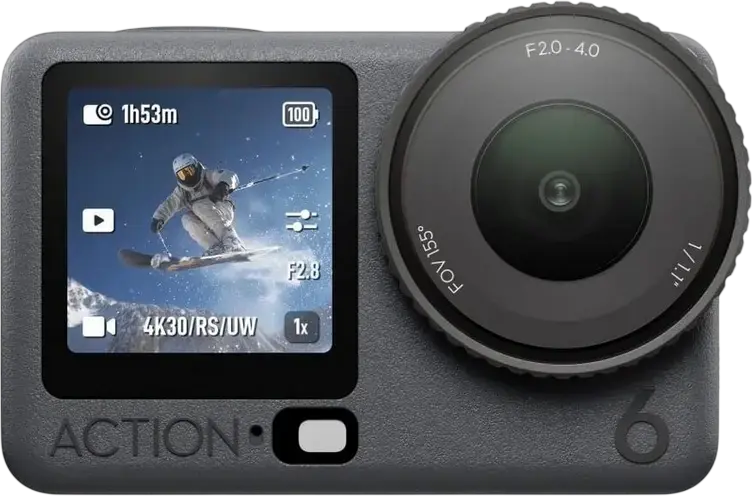 DJI Osmo Action 6 Adventure Combo Action Camera, 8K 30fps Video, 38MP Photos, 1/1.1 CMOS Sensor, 2.5-inch Touch Screen, Image Stabilization, Black