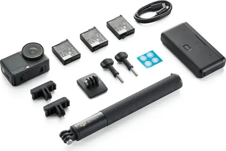 DJI Osmo Action 6 Adventure Combo Action Camera, 8K 30fps Video, 38MP Photos, 1/1.1 CMOS Sensor, 2.5-inch Touch Screen, Image Stabilization, Black