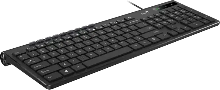 Genius SlimStar 230 II Wired Multimedia Keyboard, USB Interface, Chocolate Style Keys, AI Copilot Key for Windows 11, Membrane Technology, Black