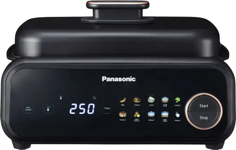 Panasonic NF-GM600KXE Multifunctional Multicooker, 1524W, 9 Auto Programs, 6 Cooking Plates including Teppanyaki and Takoyaki, Integrated Smoke Extractor