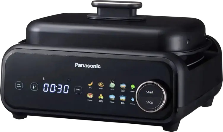 Panasonic NF-GM600KXE Multifunctional Multicooker, 1524W, 9 Auto Programs, 6 Cooking Plates including Teppanyaki and Takoyaki, Integrated Smoke Extractor