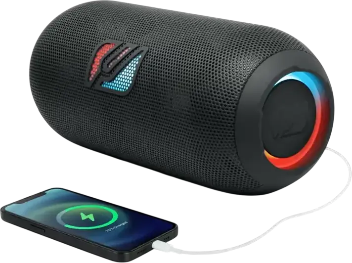 Muse M-950 BT Portable Bluetooth Speaker, 150W RMS, IPX4 Splash Proof, RGB Lights, NFC, 5000mAh Battery, 15h Playtime, Stereo Pairing, Black