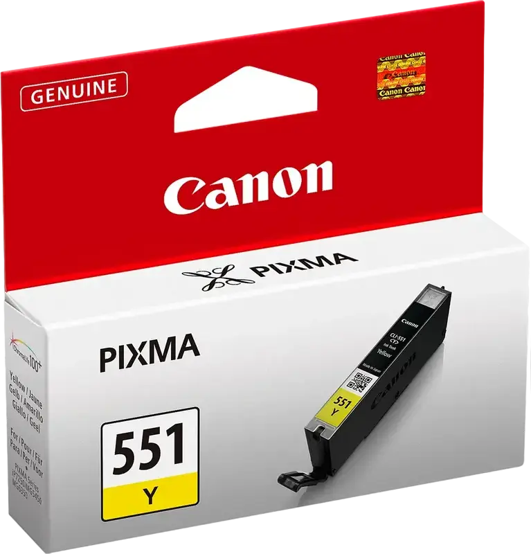 Сменный картридж Canon CLI-551 Желтый на основе красителей, 7 мл, система ChromaLife100+ для стойкой фотопечати, для серии PIXMA iP7250 MG5450 MG5350