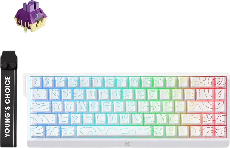 Tastatura Gaming MCHOSE Ace 68 Ultra E-Sport cu Switch-uri Magnetice Hall Effect, Layout 65%, Polling Rate 8000Hz, Rapid Trigger 0.001mm, RGB, TTC Dragon Lord, Alb Topografic
