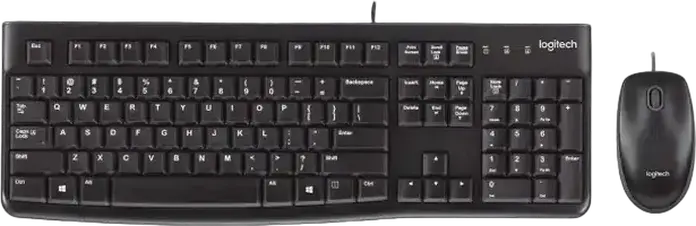 Set Tastatura si Mouse cu Fir Logitech MK120, Conectivitate USB, Tastatura cu Membrana Full-size cu Pad Numeric, Mouse Optic 1000 dpi Ambidextru, Negru