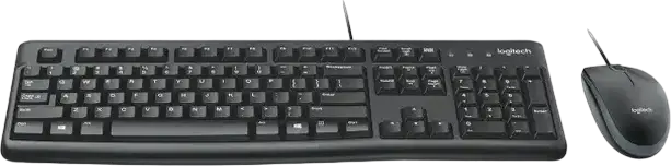 Set Tastatura si Mouse cu Fir Logitech MK120, Conectivitate USB, Tastatura cu Membrana Full-size cu Pad Numeric, Mouse Optic 1000 dpi Ambidextru, Negru