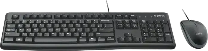Set Tastatura si Mouse cu Fir Logitech MK120, Conectivitate USB, Tastatura cu Membrana Full-size cu Pad Numeric, Mouse Optic 1000 dpi Ambidextru, Negru