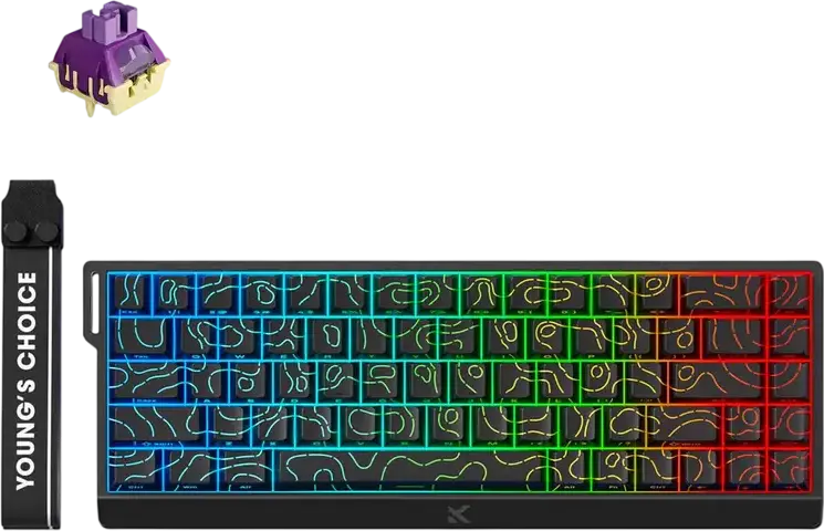 Tastatura Gaming MCHOSE Ace 68 Ultra E-Sport cu Switch-uri Magnetice Hall Effect, Negru Topografic, Layout 65%, Polling Rate 8000Hz, Rapid Trigger 0.001mm, RGB, TTC Dragon Lord
