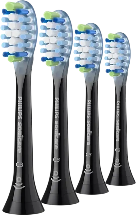 Philips Sonicare HX9044/87 Premium Plaque Defence C3 Brush Heads, Black, Medium Soft, BrushSync Technology, Bio-based Plastic, Compatible with Sonicare Handles