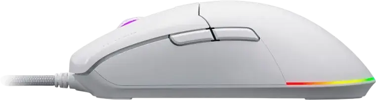 HATOR Pulsar 3 Wired Gaming Mouse, White, PixArt PMW 3311 Optical Sensor, 12,000 DPI, HATOR Optical 100M Switches, RGB Backlight, PTFE Glides, 62g, Paracord Cable, USB