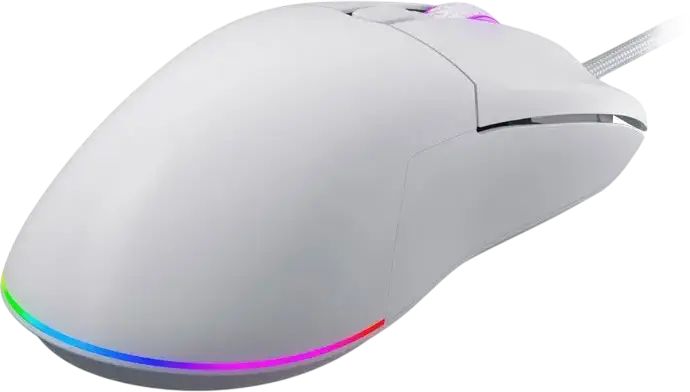 HATOR Pulsar 3 Wired Gaming Mouse, White, PixArt PMW 3311 Optical Sensor, 12,000 DPI, HATOR Optical 100M Switches, RGB Backlight, PTFE Glides, 62g, Paracord Cable, USB
