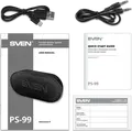 SVEN PS-99 Portable Bluetooth Speaker, 10W RMS, IPX5 Water Resistant, RGB Backlight, TWS, 1800mAh Battery, USB Type-C, AUX, Black