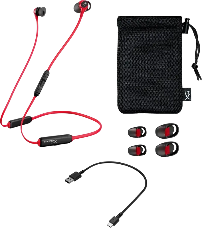 HyperX Cloud Buds Wireless Neckband In-Ear Headphones, Bluetooth 5.1, aptX HD, 14mm Dynamic Drivers, Omnidirectional Mic, 10h Battery, USB-C Charging