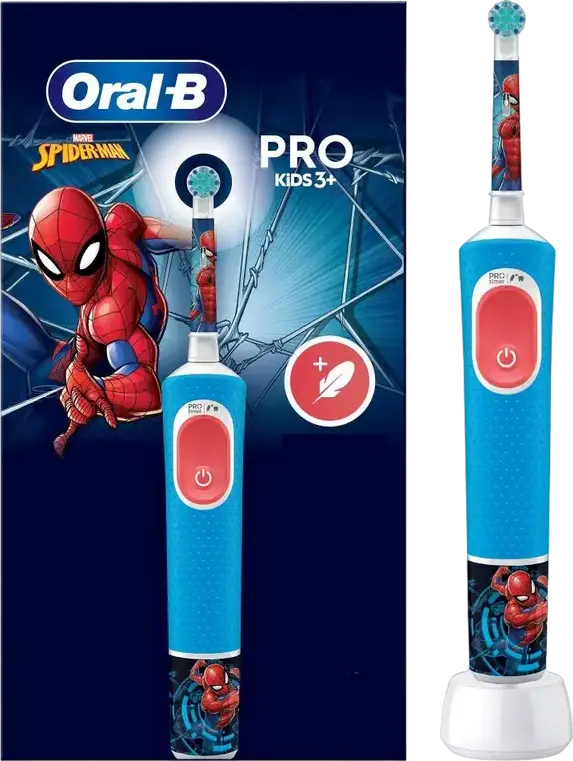 Электрическая зубная щетка Braun Oral-B Vitality PRO Kids D103, серия Marvel Spider-Man, круглая насадка, 7600 об/мин, таймер, синий