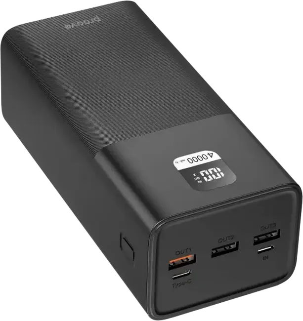 Power Bank Proove Giant 40000mAh 100W Incarcator Extern Rapid, Negru, PD Power Delivery, QC, Display Digital LED, 3x USB-A 1x USB-C pentru Laptopuri si Telefoane