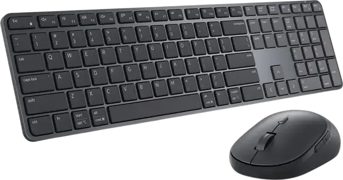 Dell Pro 7 Slim Wireless Keyboard and Mouse Combo KM726, Bluetooth and 2.4 GHz, Optical Mouse 6000 dpi, Membrane Keyboard, Black