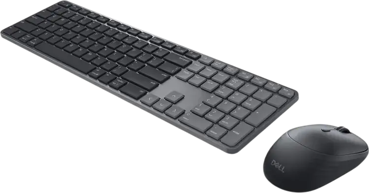 Dell Pro 7 Slim Wireless Keyboard and Mouse Combo KM726, Bluetooth and 2.4 GHz, Optical Mouse 6000 dpi, Membrane Keyboard, Black