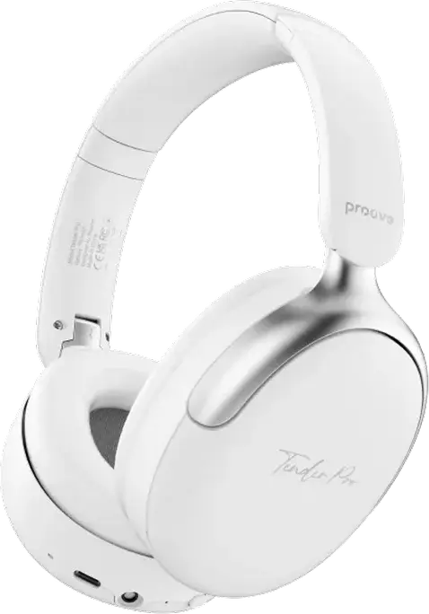 Casca Wireless Over-Ear Proove Tender Pro cu ANC ENC, Bluetooth 6.0, Difuzoare 40mm, Autonomie 90h, USB Type-C si AUX 3.5mm, Plastic ABS, Alb