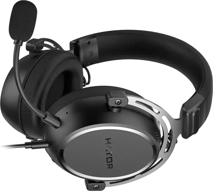 Casca Gaming HATOR Hypergang 3 Wired, Neagra, Hi-Res LDAC, ANC Hibrid, Bluetooth 5.4, 2.4GHz, Difuzoare 40mm, Audio Spatial THX, Microfon Detasabil, Baterie 40h