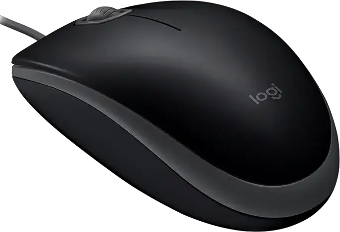 Mouse Optic cu Fir Logitech B110 Silent, 1000 dpi, Interfata USB, Design Ambidextru Full-Size, Reducere Zgomot Certificata Quiet Mark, Negru