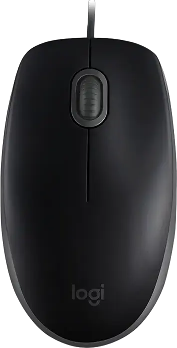 Mouse Optic cu Fir Logitech B110 Silent, 1000 dpi, Interfata USB, Design Ambidextru Full-Size, Reducere Zgomot Certificata Quiet Mark, Negru