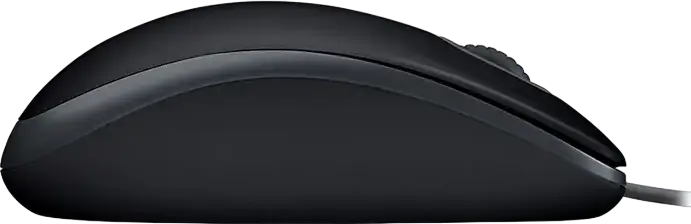 Mouse Optic cu Fir Logitech B110 Silent, 1000 dpi, Interfata USB, Design Ambidextru Full-Size, Reducere Zgomot Certificata Quiet Mark, Negru