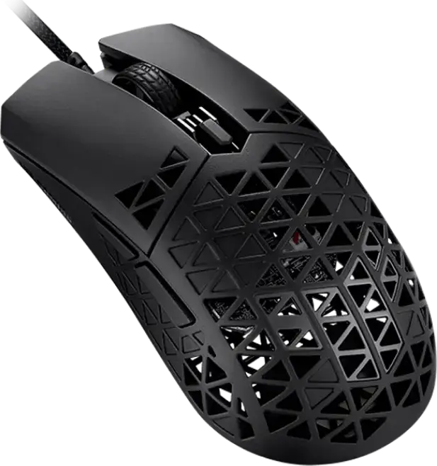 Игровой мышь ASUS TUF Gaming M4 Air Ultralight Honeycomb, сенсор PAW3335 16,000 DPI, 6 программируемых кнопок, влагозащита IPX4, черный