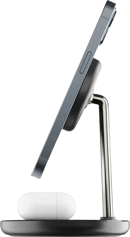 Cellularline Mag Duo MAGSF2IN1WIRK 2-in-1 Wireless Charging Holder for MagSafe iPhones and Qi Earbuds, 7.5W, USB-C, Black