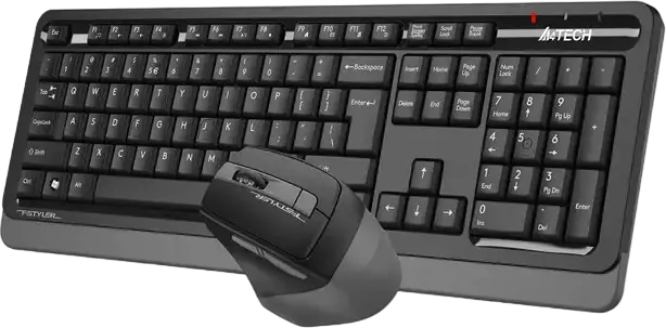 A4Tech FG1035 Wireless Keyboard and Mouse Set, 2.4 GHz Nano USB, 12 Fn Hotkeys, Splash Proof Keyboard, 2000 DPI Optical Mouse, Windows Compatible