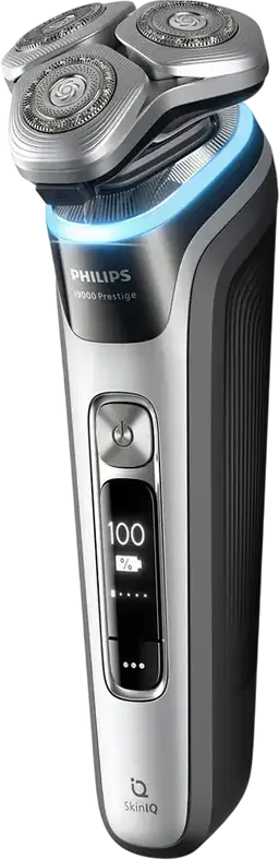 Philips XP9204/30 i9000 Prestige Electric Rotary Shaver, SkinIQ AI Technology, Wet & Dry, 360 Precision Flex Heads, Li-ion Battery, Silver
