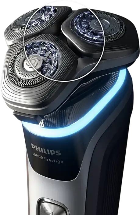 Philips XP9204/30 i9000 Prestige Electric Rotary Shaver, SkinIQ AI Technology, Wet & Dry, 360 Precision Flex Heads, Li-ion Battery, Silver