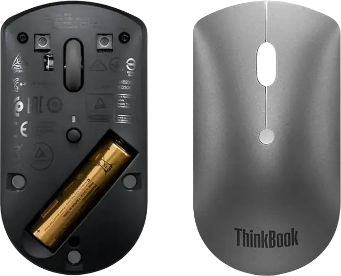 Lenovo ThinkBook Bluetooth Silent Mouse 4Y50X88824 Wireless Optical Ambidextrous Mouse, Blue Sensor, 800/1600/2400 DPI, Grey