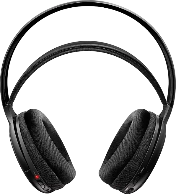 Philips SHC5200/10 Wireless Hi-Fi Over-Ear Headphones, Closed-Back Dynamic 32mm Drivers, FM Transmitter Base, 100m Range, 14h Battery Life, Black